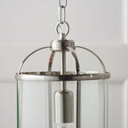 Lambeth 1-Light Adjustable Satin Nickel Pendant with Clear Glass