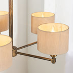 Indara 5-Light Pendant Light with Hammered Aged Bronze Finish and Natural Linen Shades