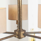 Indara 5-Light Pendant Light with Hammered Aged Bronze Finish and Natural Linen Shades