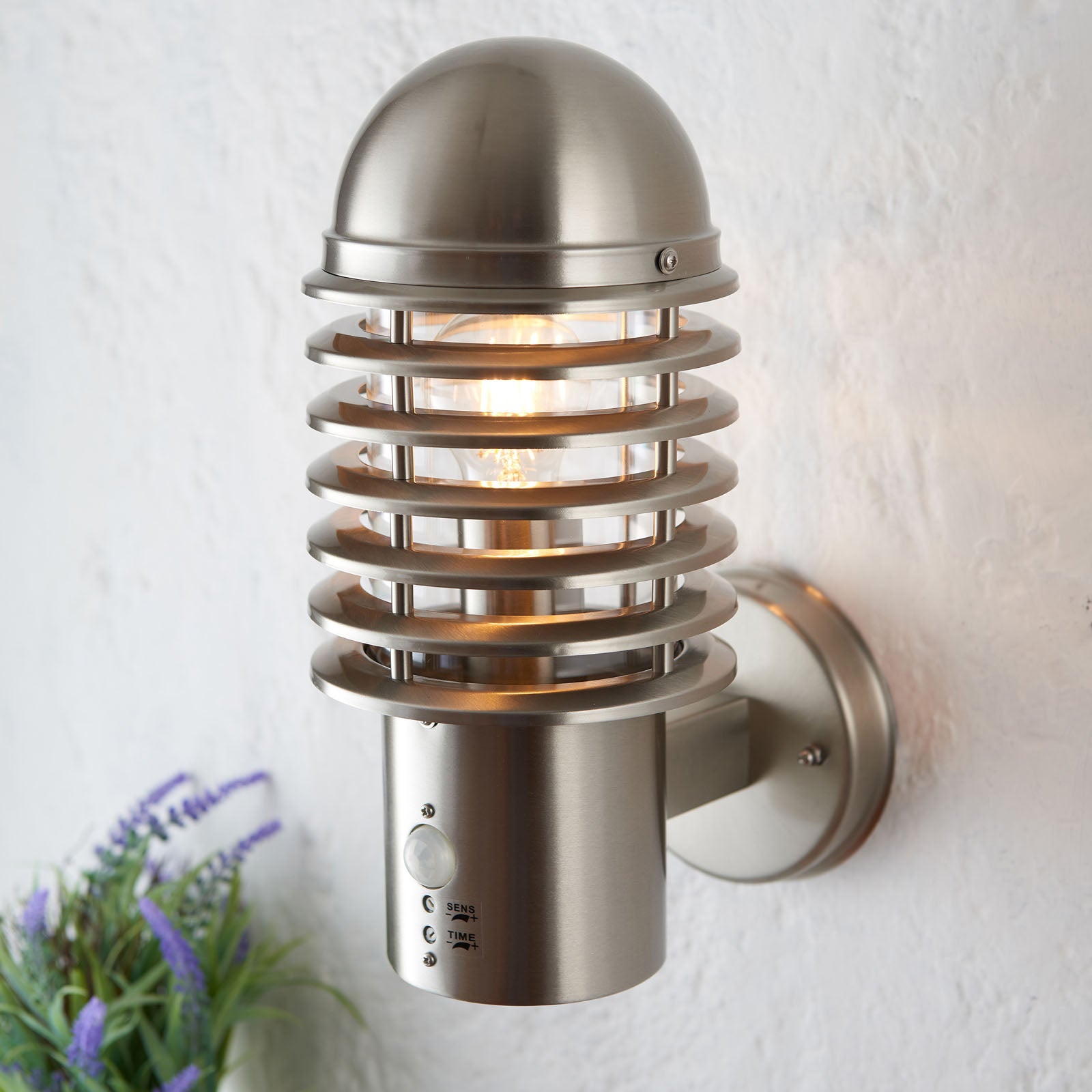 Louvre Stainless Steel PIR Outdoor Wall Light (IP44)