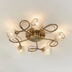 Aherne 5-Light Semi-Flush Mount: Antique Brass & Glass Beads