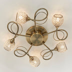 Aherne 5-Light Semi-Flush Mount: Antique Brass & Glass Beads