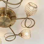 Aherne 5-Light Semi-Flush Mount: Antique Brass & Glass Beads