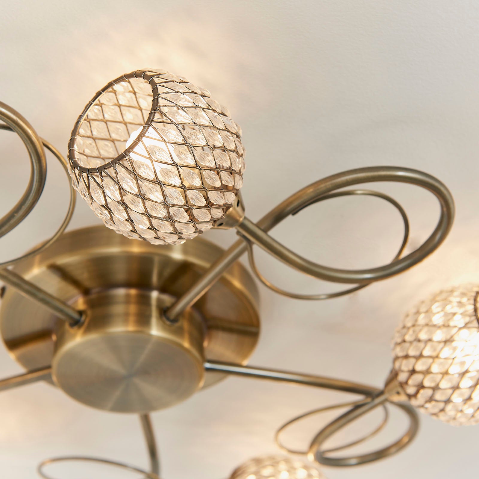 Aherne 5-Light Semi-Flush Mount: Antique Brass & Glass Beads