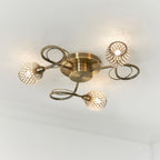 Aherne 3-Light Semi-Flush Mount: Antique Brass & Glass Beads