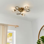 Aherne 3-Light Semi-Flush Mount: Antique Brass & Glass Beads