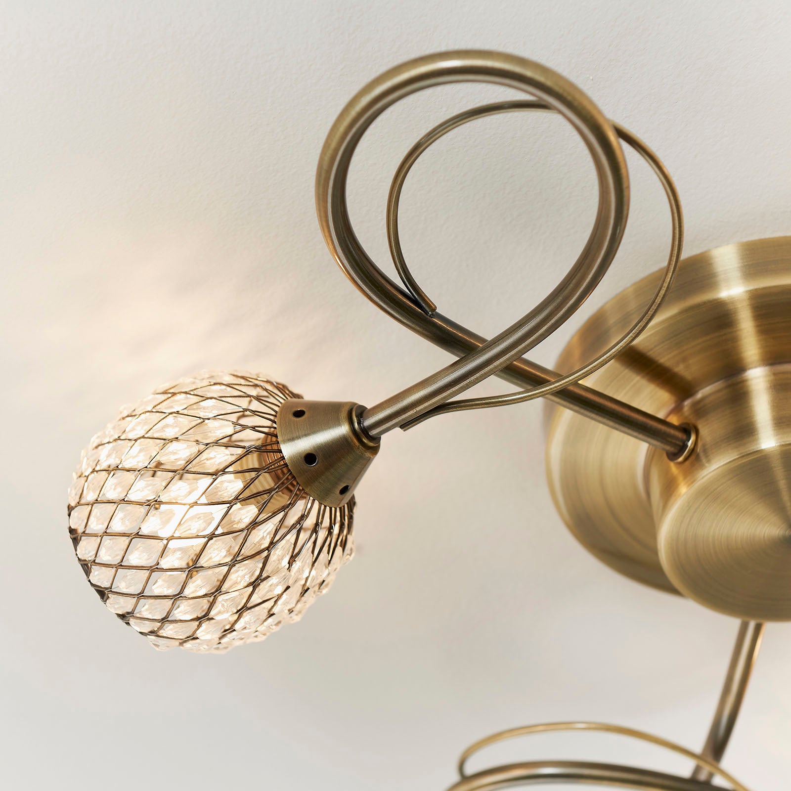 Aherne 3-Light Semi-Flush Mount: Antique Brass & Glass Beads