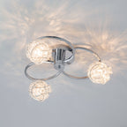 Talia 3-Light Chrome Semi-Flush Ceiling Light (Crystal Clusters)