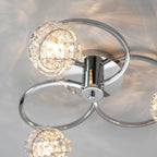 Talia 3-Light Chrome Semi-Flush Ceiling Light (Crystal Clusters)