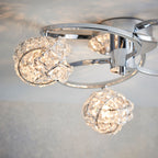 Talia 3-Light Chrome Semi-Flush Ceiling Light (Crystal Clusters)