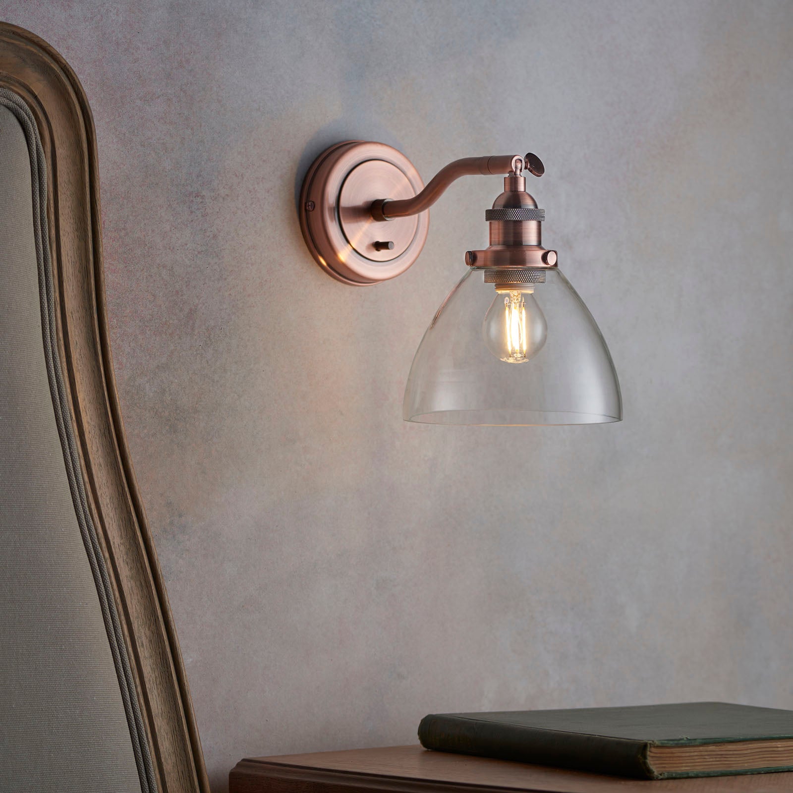 Hansen Aged Copper Adjustable Industrial Wall Light