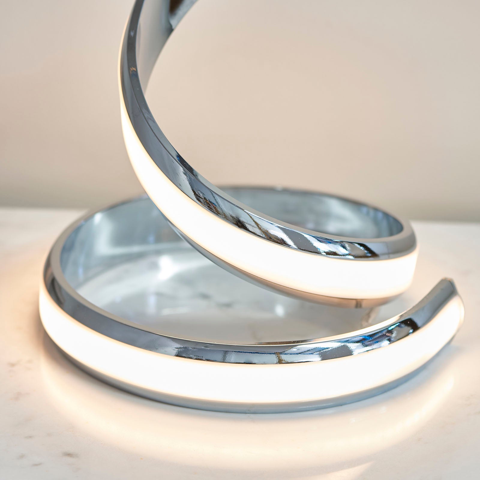 Aria 1-Light LED Table Lamp: Flowing Curves (Chrome)