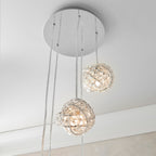 Talia 5-Light Chrome Pendant Light (Crystal Clusters, Height Adjustable)