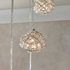 Talia 5-Light Chrome Pendant Light (Crystal Clusters, Height Adjustable)