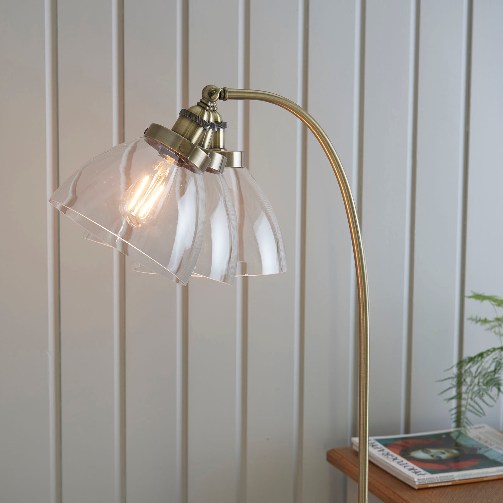 Hansen 1-Light Adjustable Industrial Floor Lamp (Antique Brass)