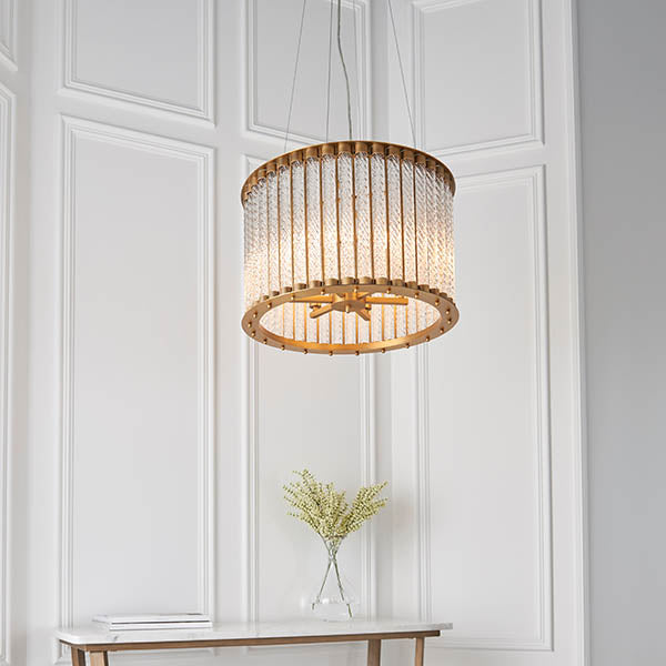Romola 6 Light Pendant twisted clear glass