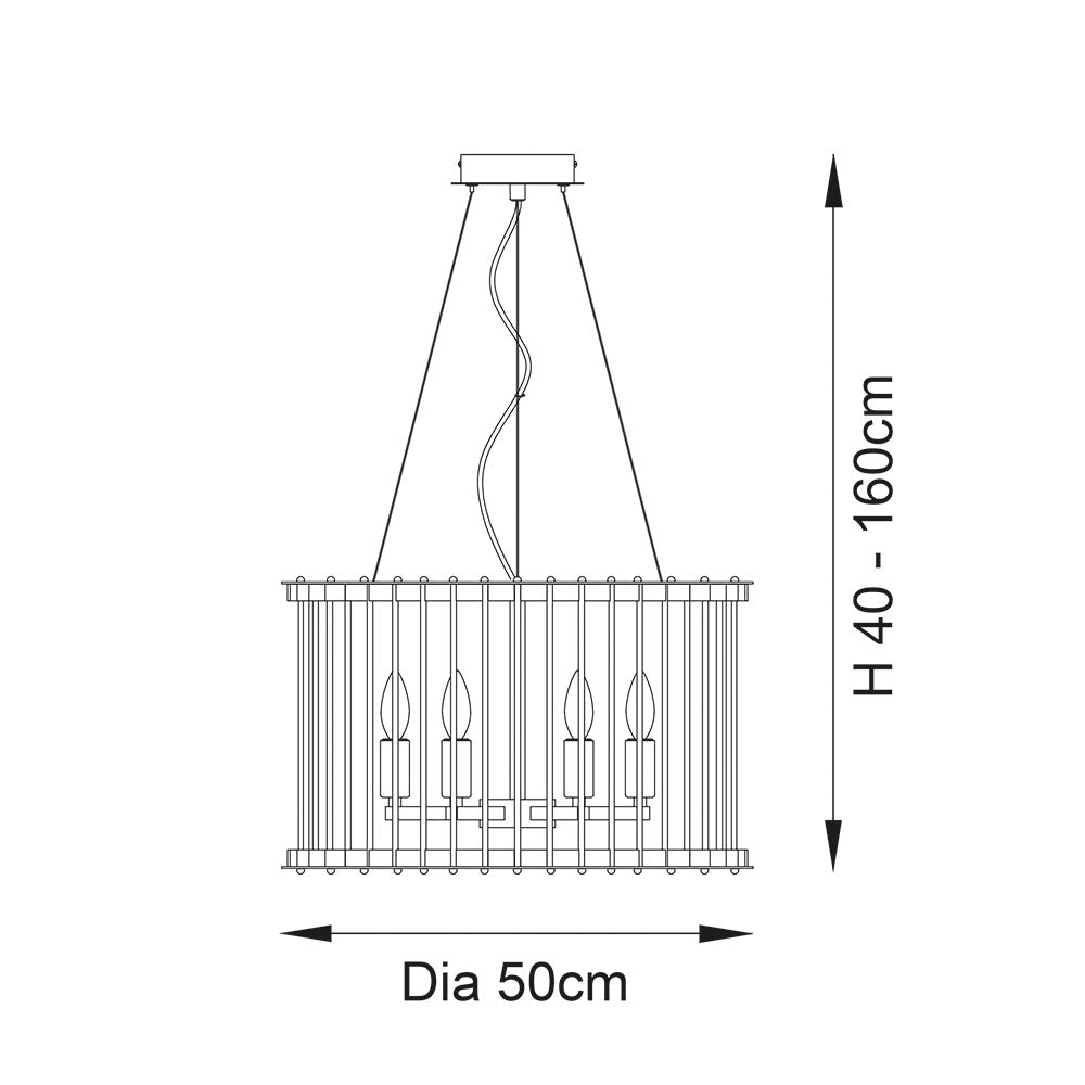 Romola 6 Light Pendant twisted clear glass