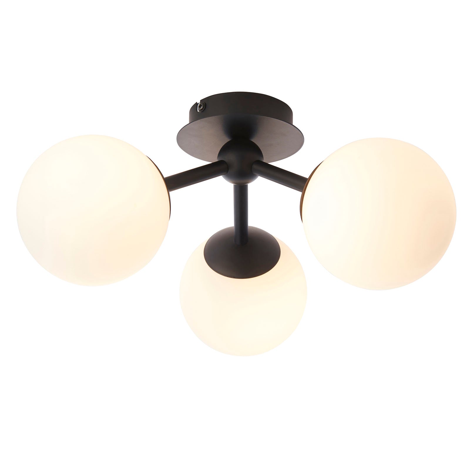 Pulsa Matt Black & Matt White 3-Light Dimmable IP44 Rated Bathroom Ceiling Light