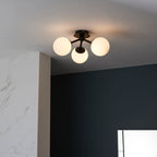 Pulsa Matt Black & Matt White 3-Light Dimmable IP44 Rated Bathroom Ceiling Light