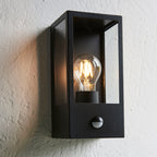 Oxford Matt Black Wall Light with PIR Sensor - Classic Box Lantern