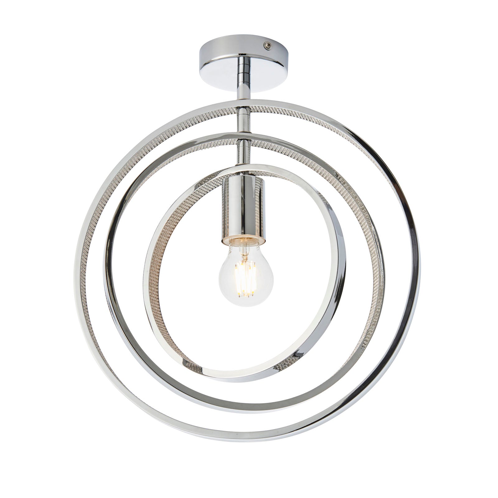 Merola Chrome Adjustable Semi Flush Ceiling Light with Clear Crystals (IP44 Rated)
