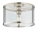 Hopton Bright Nickel Flush Ceiling Light with Clear Glass