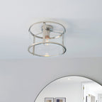 Hopton Bright Nickel Flush Ceiling Light with Clear Glass