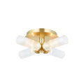 Talo 4-Light Satin Gold Semi-Flush Ceiling Light (Ribbed Glass)