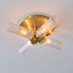Talo 4-Light Satin Gold Semi-Flush Ceiling Light (Ribbed Glass)