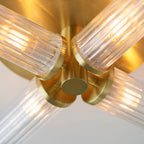 Talo 4-Light Satin Gold Semi-Flush Ceiling Light (Ribbed Glass)