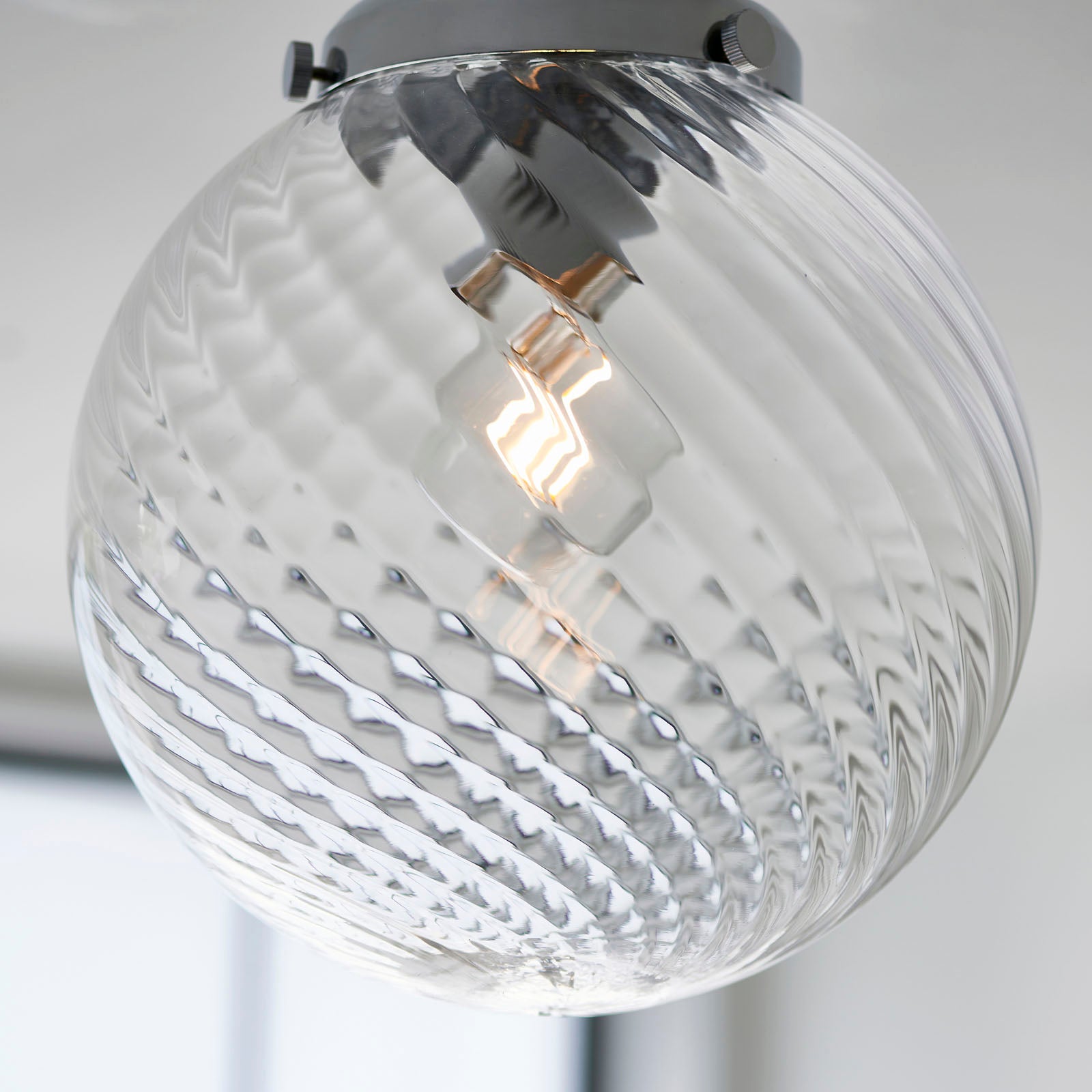 Milston 1-Light Dimmable Wall Light with Clear Spiral Glass Shade (IP44 Rated)