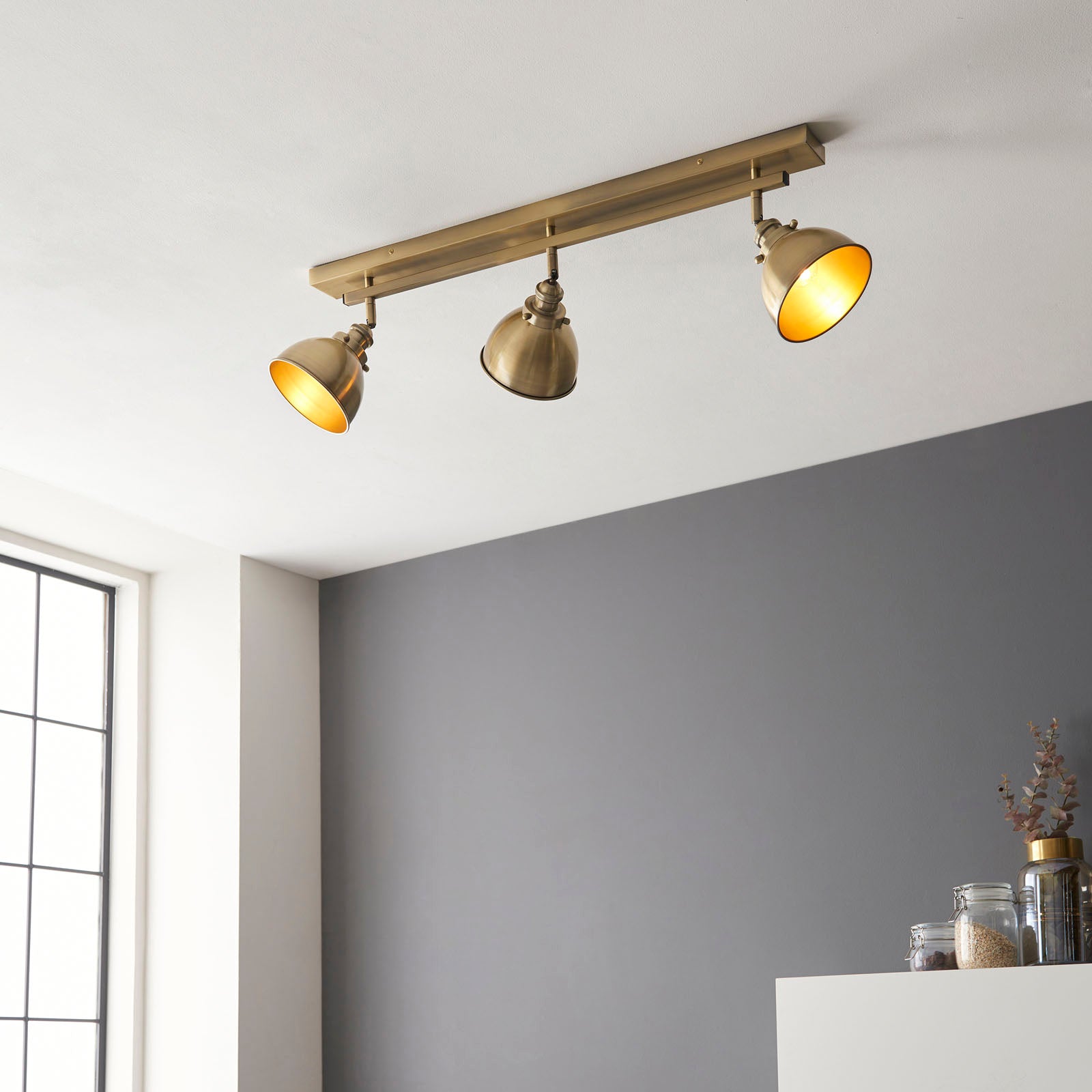 Wyatt 3-Light Antique Brass Industrial Spotlight