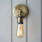 Hal 1-Light Industrial Wall Light - Antique Brass
