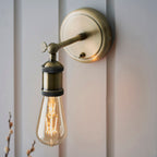 Hal 1-Light Industrial Wall Light - Antique Brass