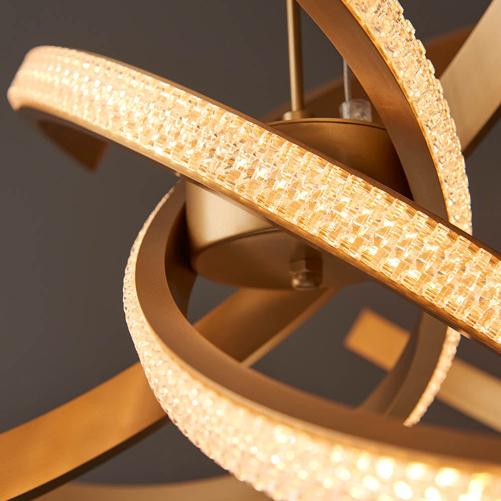 Lorenzo 4lt pendant Gold LED Feature Piece With Faceted Detail