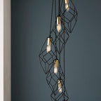 Jaxon 6-Light Black Industrial Pendant Light with Gold Accents