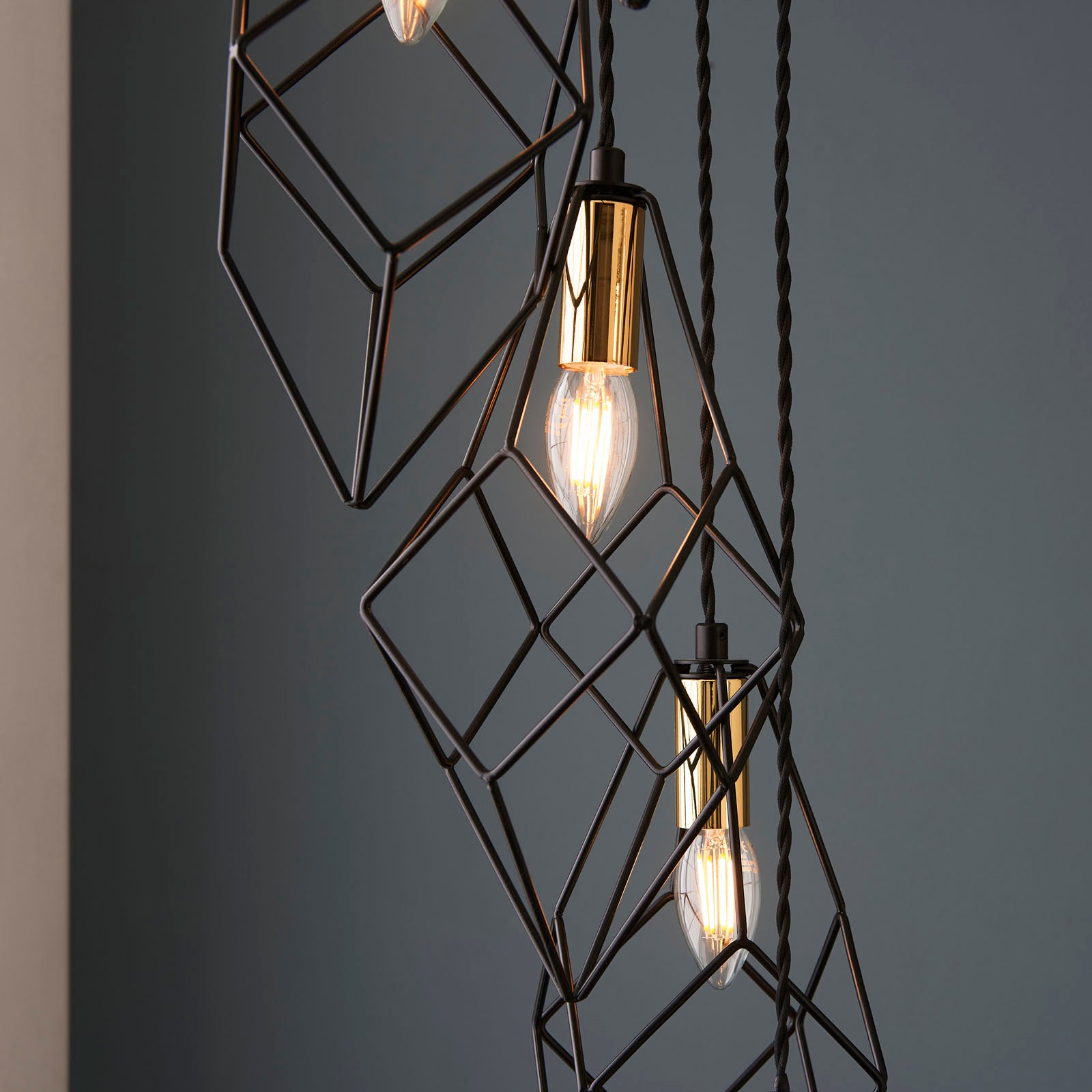 Jaxon 6-Light Black Industrial Pendant Light with Gold Accents