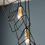 Jaxon 6-Light Black Industrial Pendant Light with Gold Accents