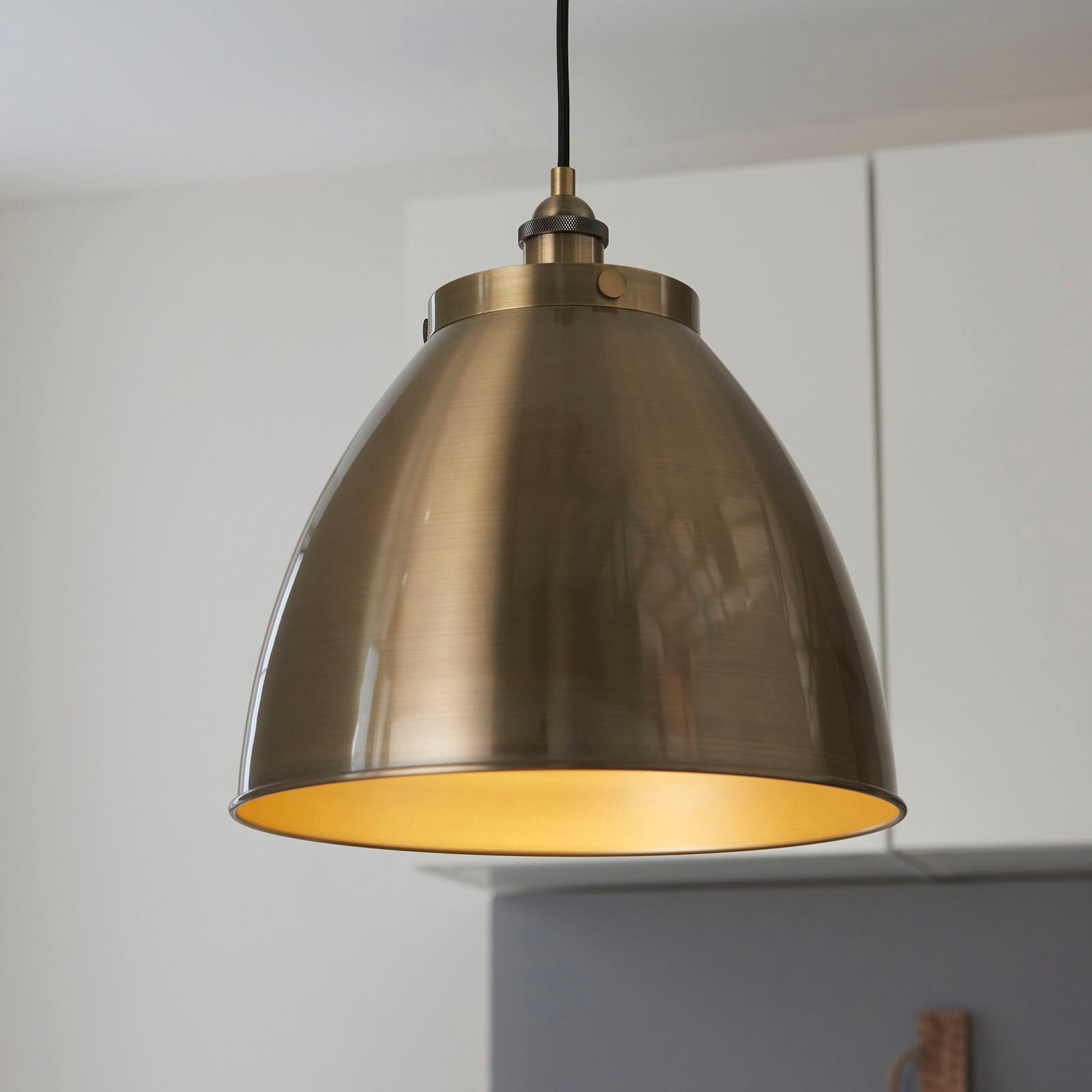 Franklin 1-Light Large Industrial Pendant - Antique Brass Finish