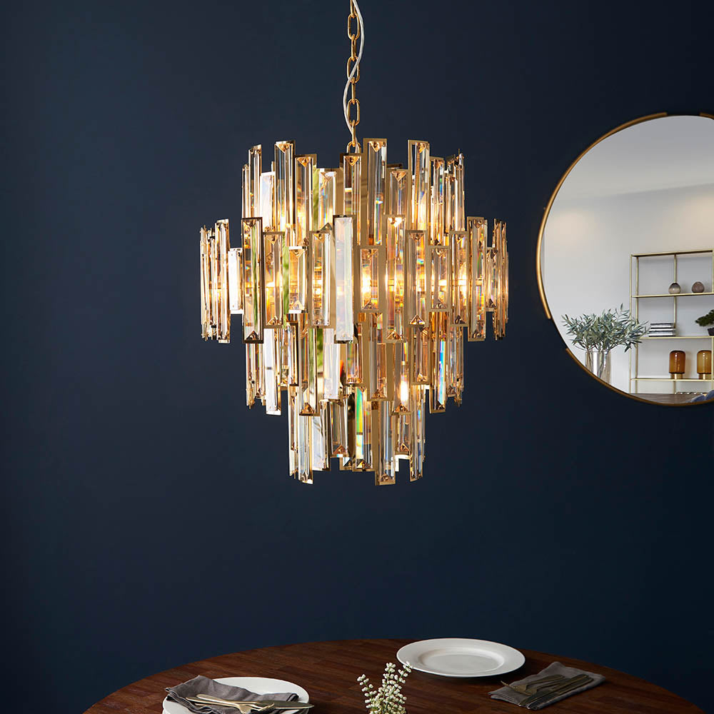 Viviana 12 Light Pendant Gold Effect Plate