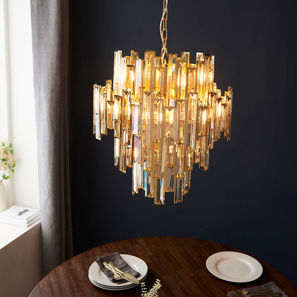 Viviana 12 Light Pendant Gold Effect Plate