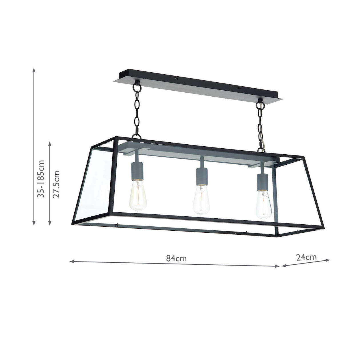 Academy 3 Light Pendant Black