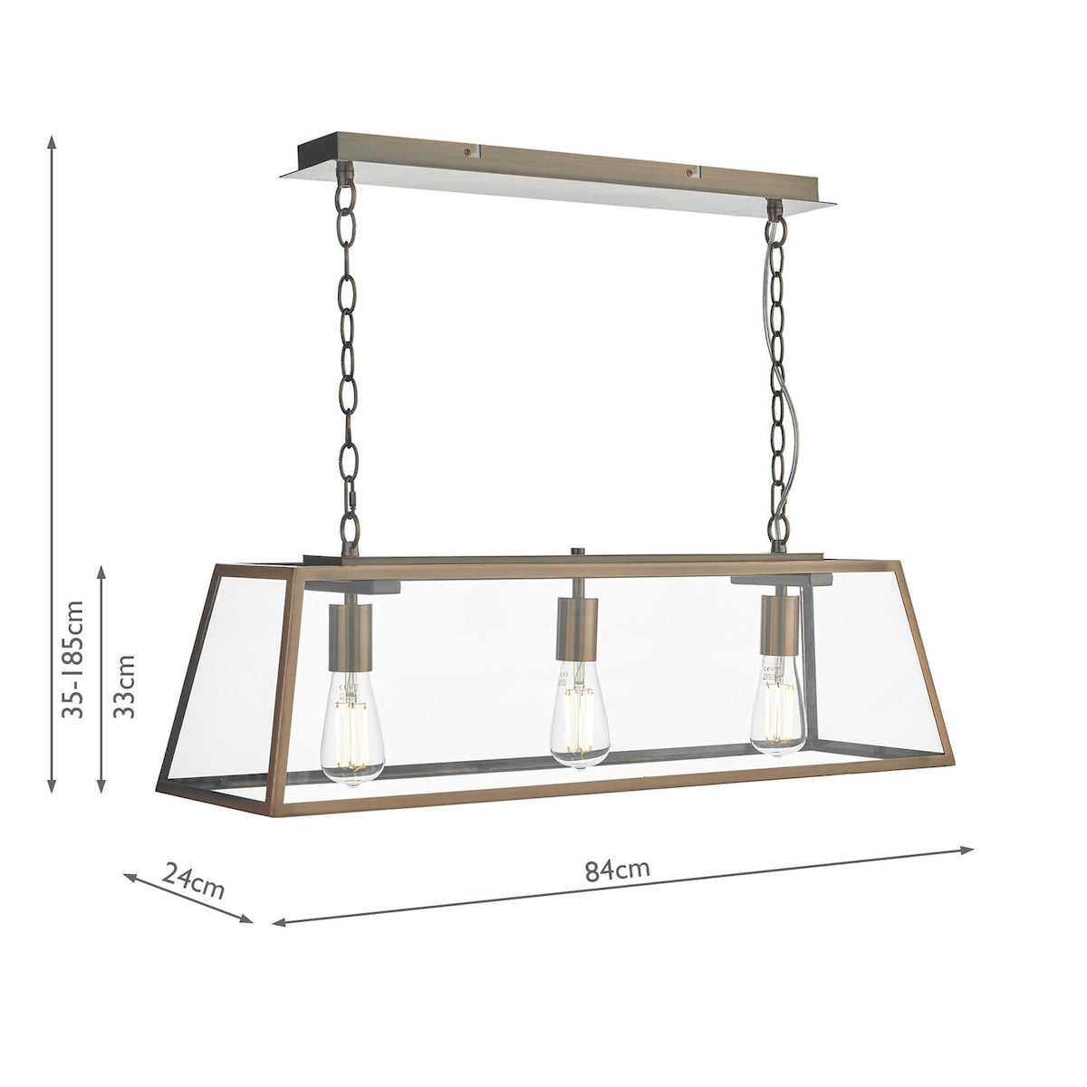 Academy 3 Light Bar Pendant Antique Copper