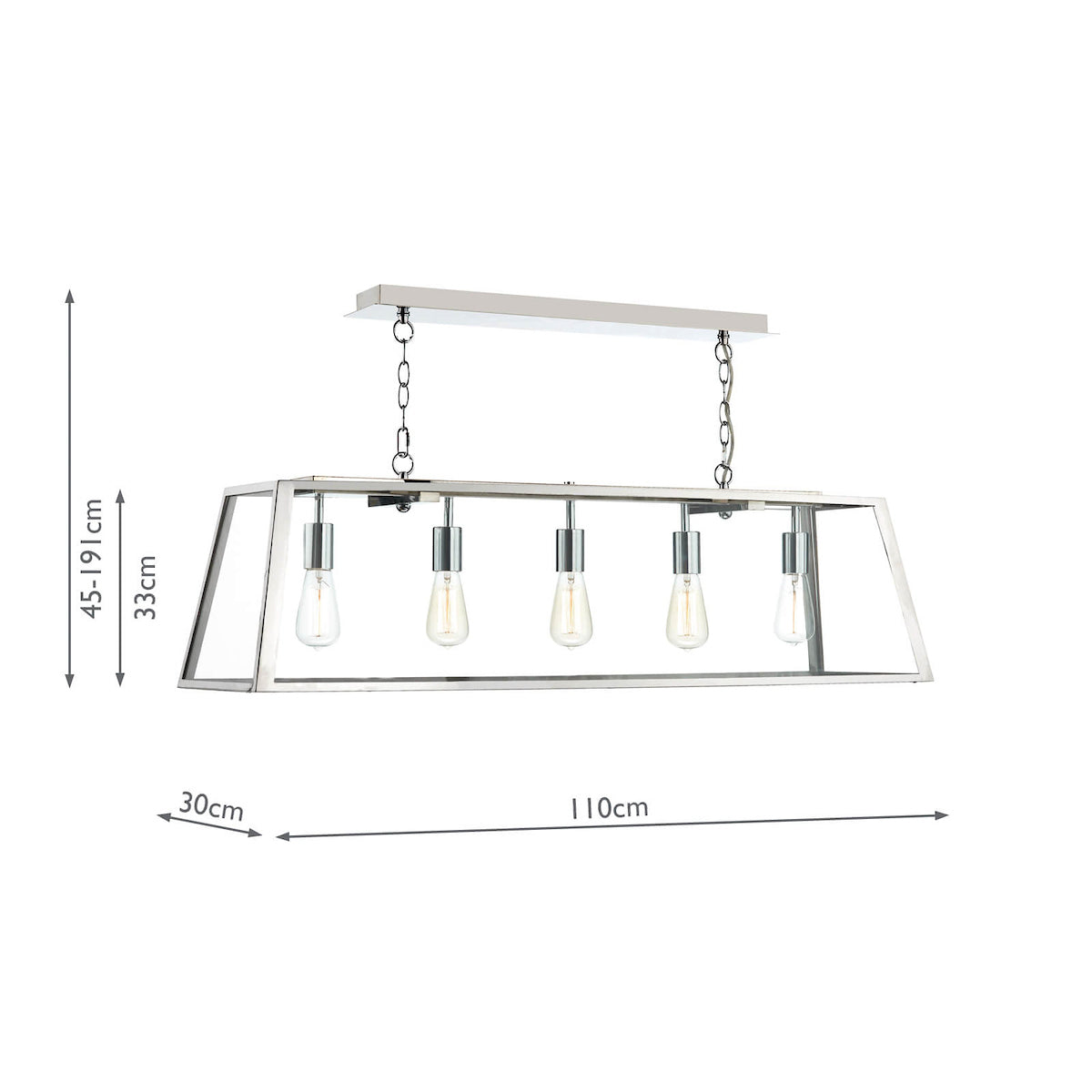 Academy 5 Light Pendant Stainless Steel