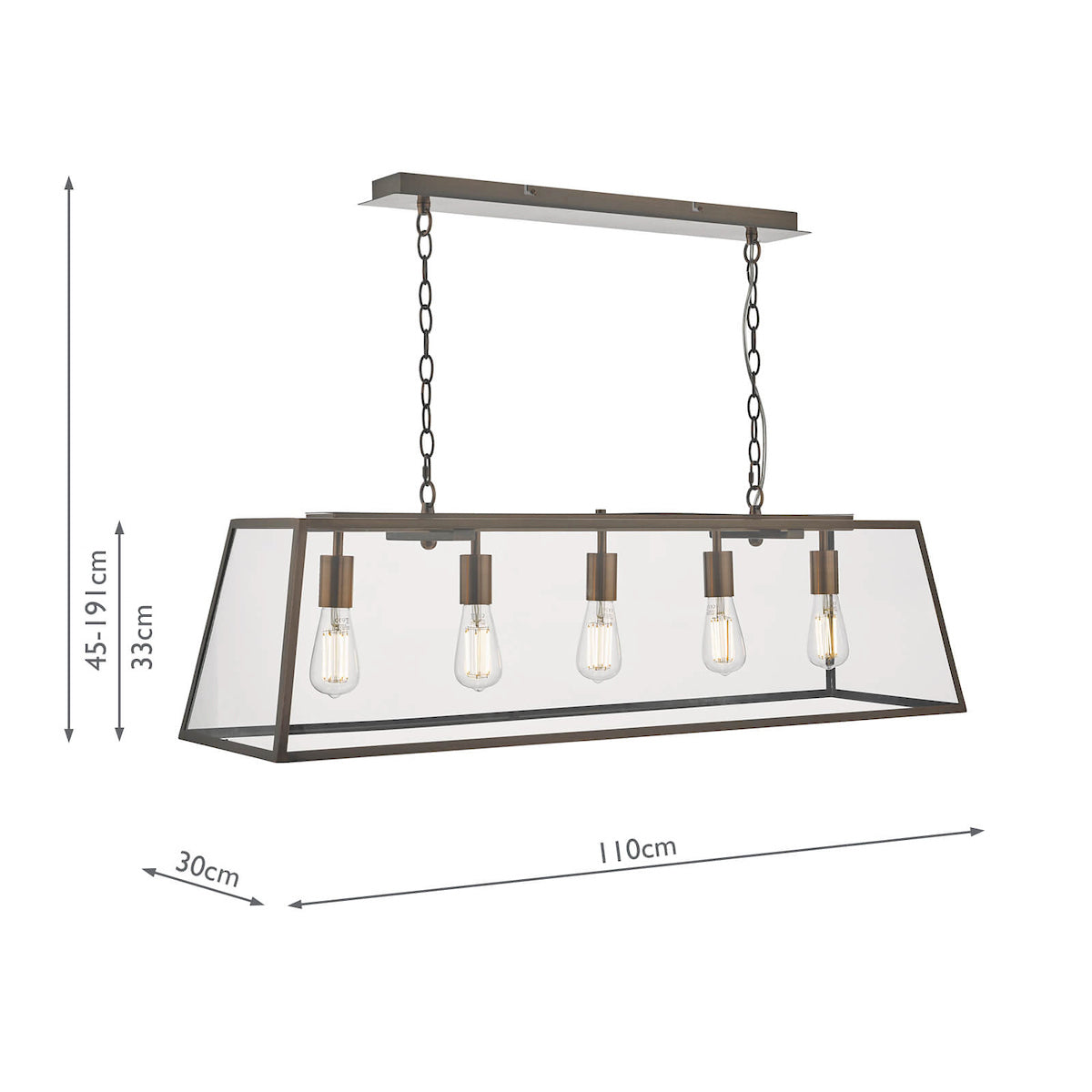 Academy 5 Light Bar Pendant Antique Copper