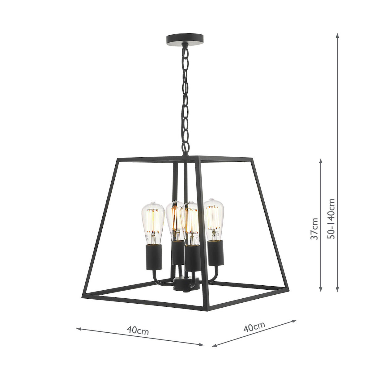 Academy 4 Light Lantern Black
