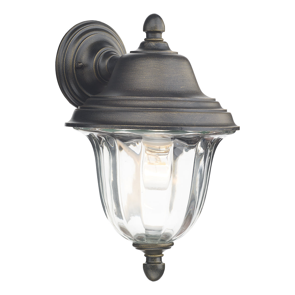 Aldgate Outdoor Wall Light Black/Gold Glass IP44