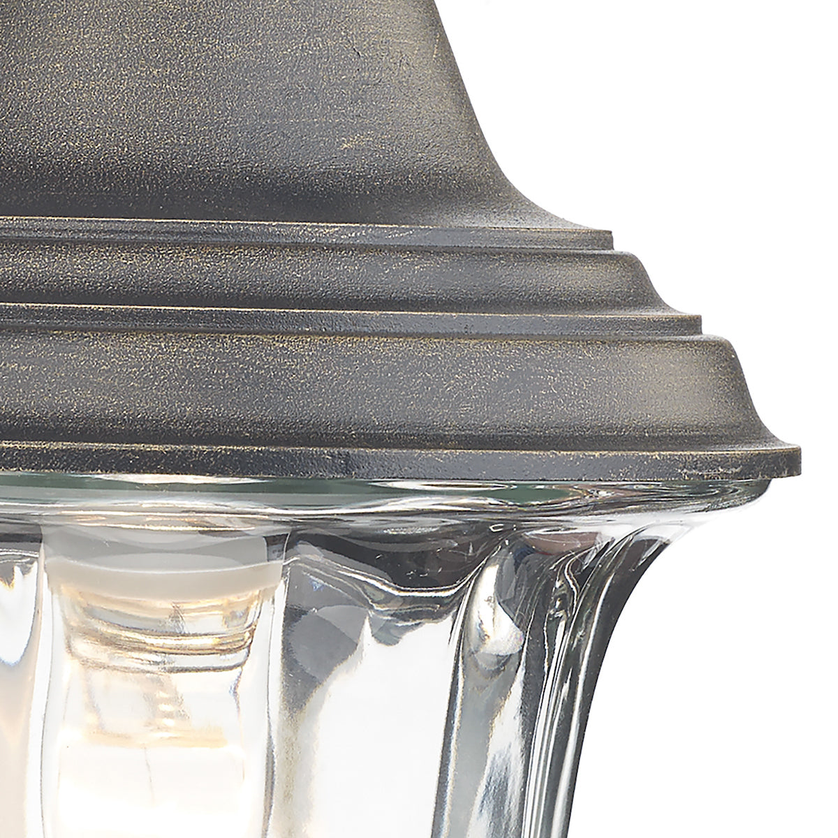 Aldgate Outdoor Wall Light Black/Gold Glass IP44