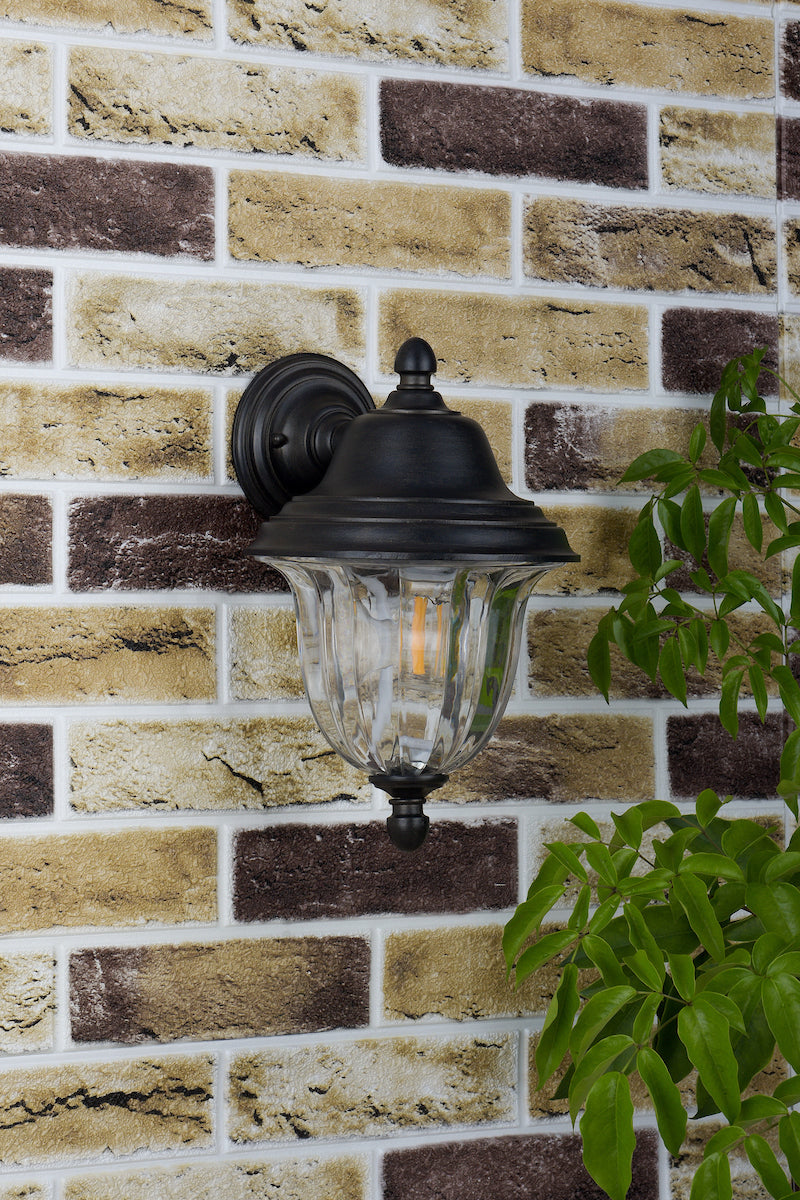 Aldgate Outdoor Wall Light Black/Gold Glass IP44
