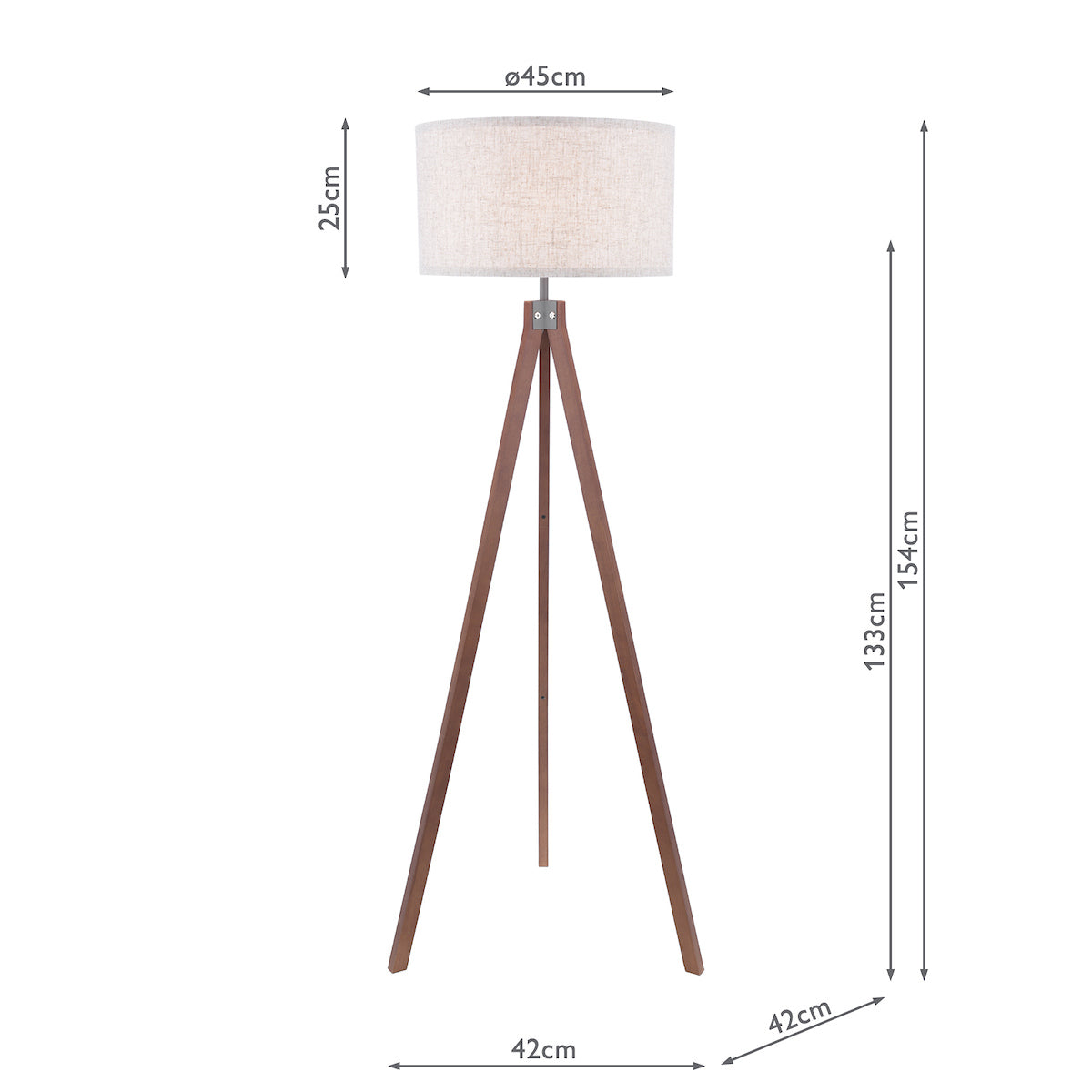 Armitage Tripod Floor Lamp Dark Wood With Shade